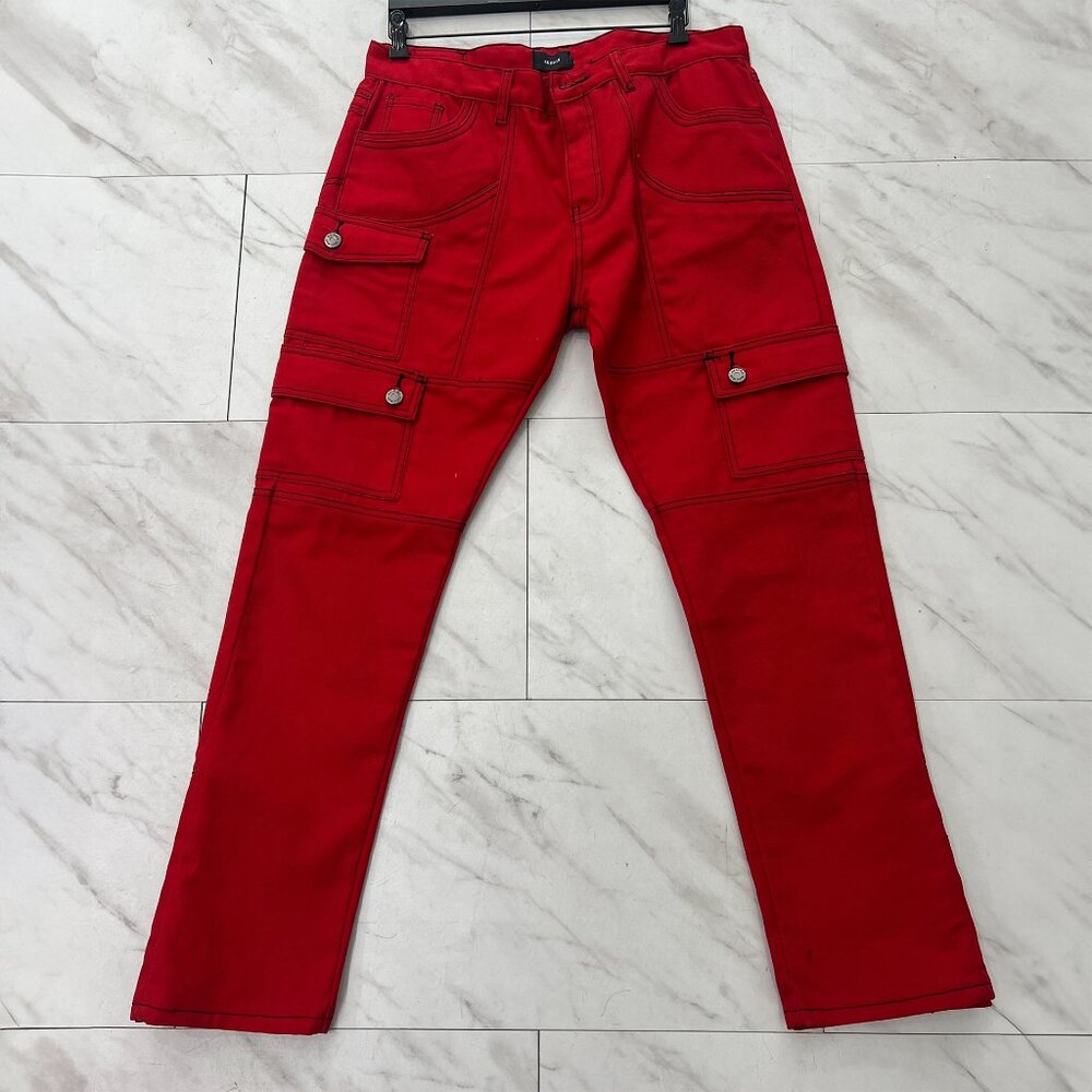 AKINGS Kyle Snap Cargo Pants (Red - Size 36)